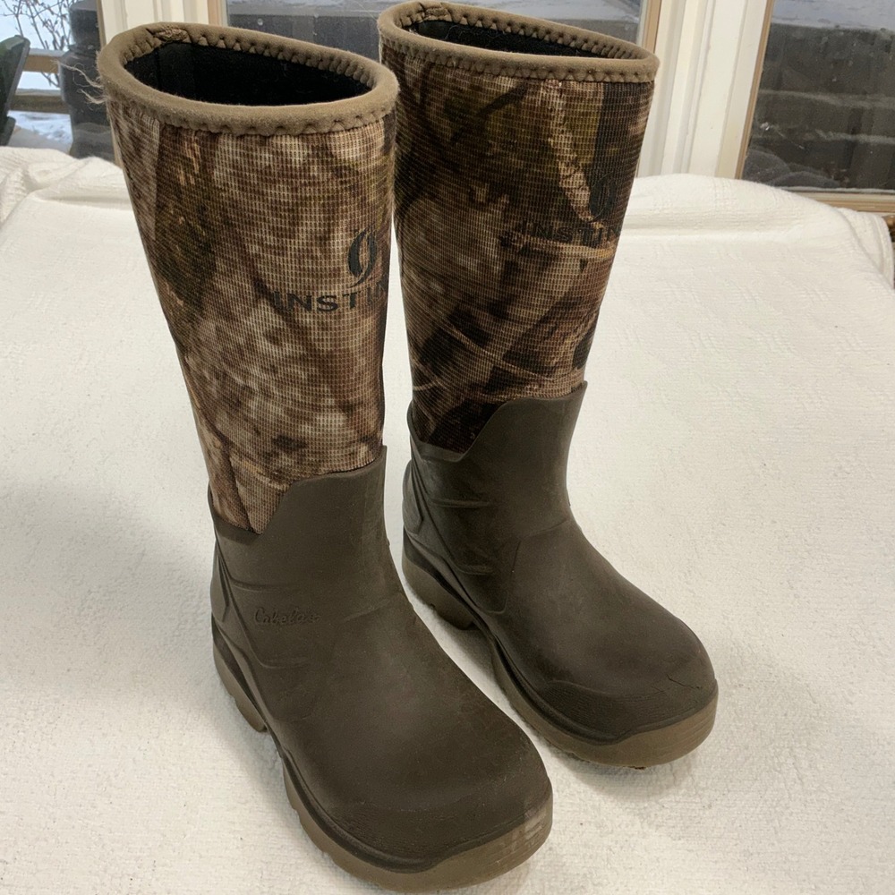 Cabelas Instinct Zonz Woodlands 9mm‎ Neoprene Hunting Boots Brown Camo Womens 6